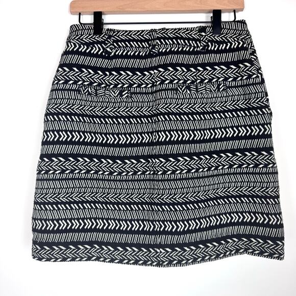 Anthropologie Maeve Fieldnotes button front Black White Tribal Striped Skirt 6 - Picture 3 of 7